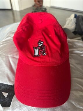 UGA Golf Red Baseball Cap with Embroidered Mascot STAFF on so